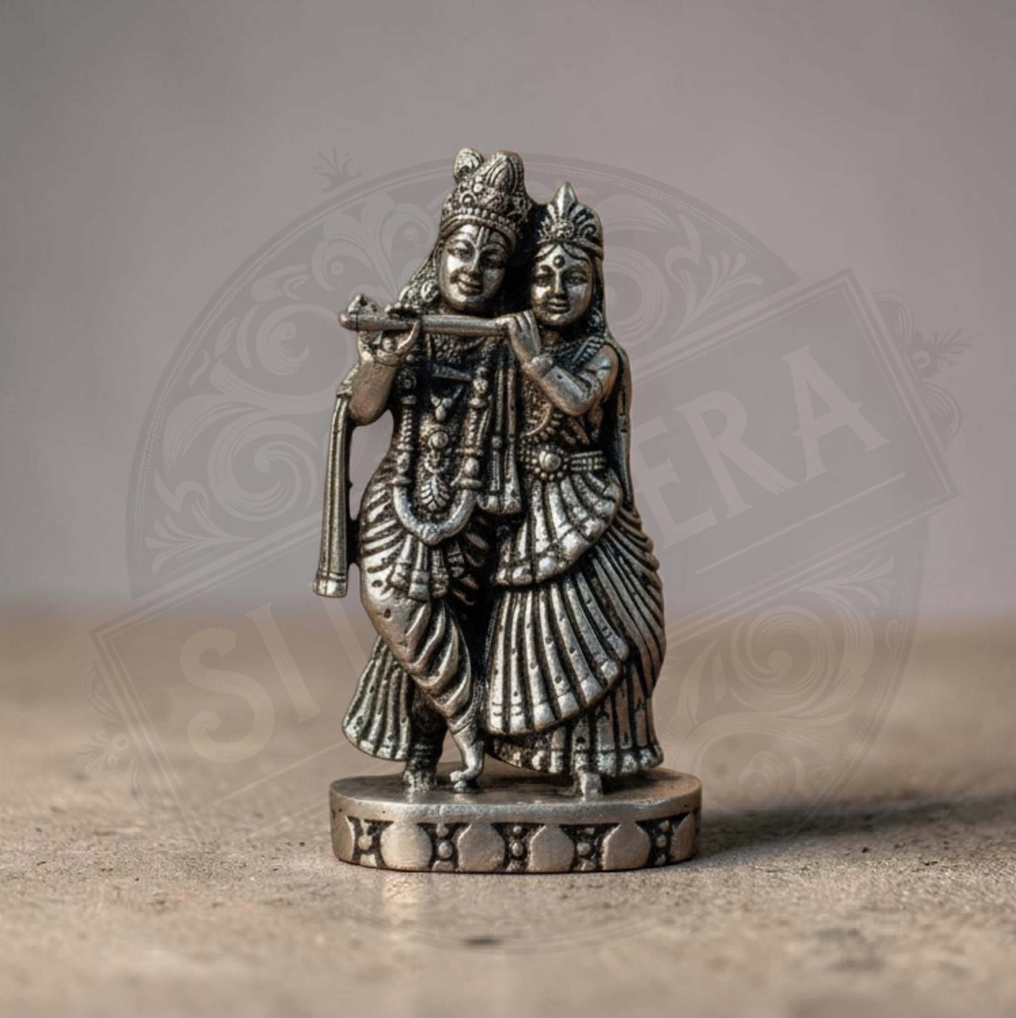 92.5 Silver Radha Krishna Idol – Handcrafted Antique Finish